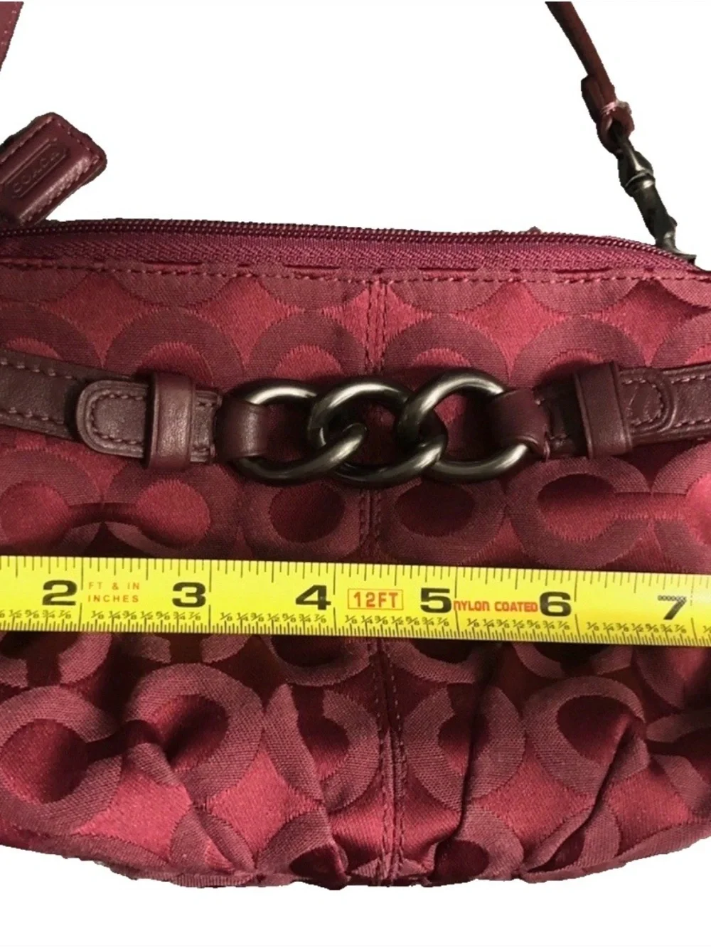 VTG Coach Y2K 90s Burgundy Canvas Mini Shoulder Bag Purse Handbag